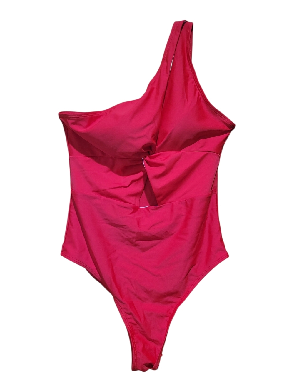 SHEIN Hot Red One-Shoulder Twist One-Piece Swimsuit
